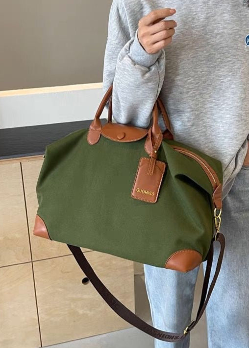 Canvas Weekender Bag with Faux Leather Trim