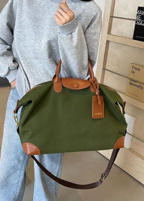 Canvas Weekender Bag with Faux Leather Trim