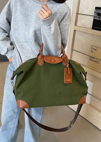 Canvas Weekender Bag with Faux Leather Trim