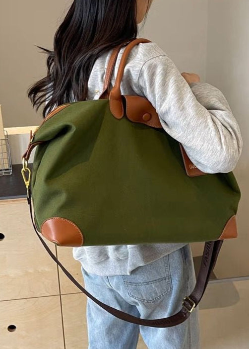 Canvas Weekender Bag with Faux Leather Trim