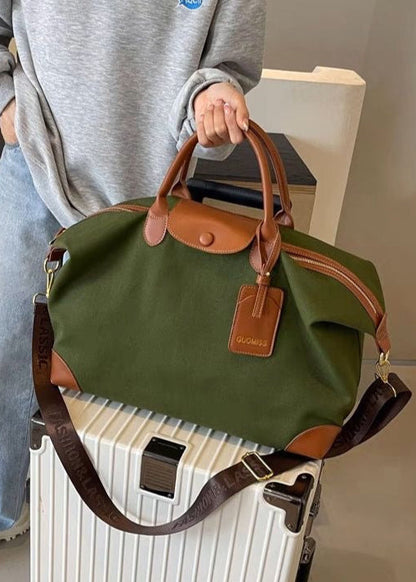 Canvas Weekender Bag with Faux Leather Trim
