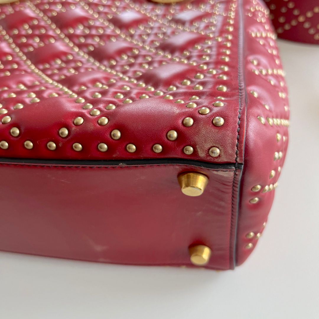 Christian Dior Studded Cannage Lady Red Bag