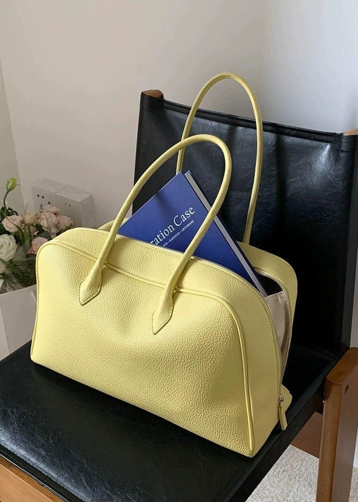 Structured Yellow Shoulder Bag With PU Leather