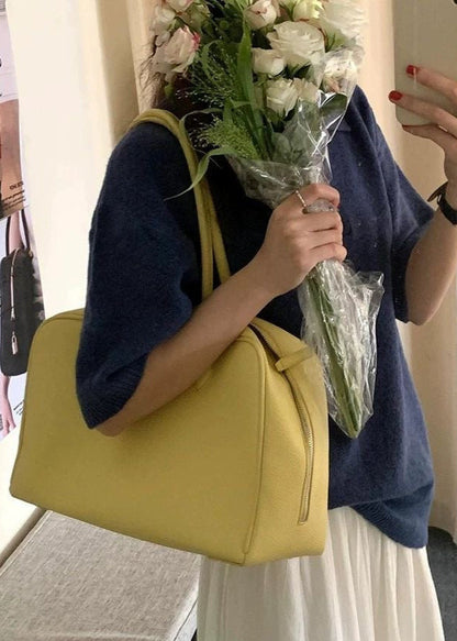 Structured Yellow Shoulder Bag With PU Leather