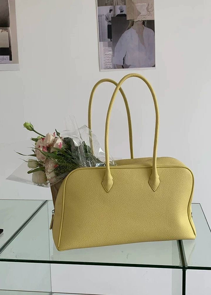 Structured Yellow Shoulder Bag With PU Leather
