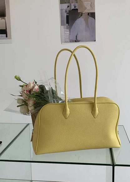 Structured Yellow Shoulder Bag With PU Leather