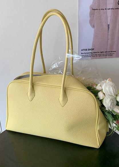 Structured Yellow Shoulder Bag With PU Leather