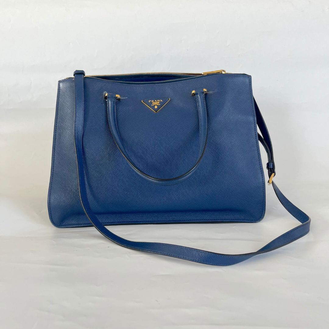 Prada Blue Saffiano Leather Handbag