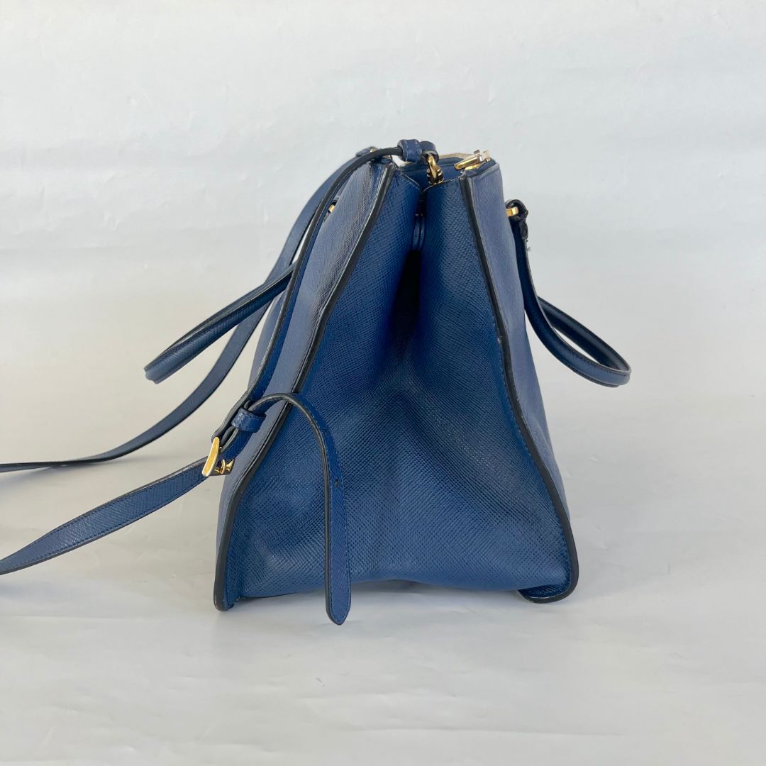 Prada Blue Saffiano Leather Handbag