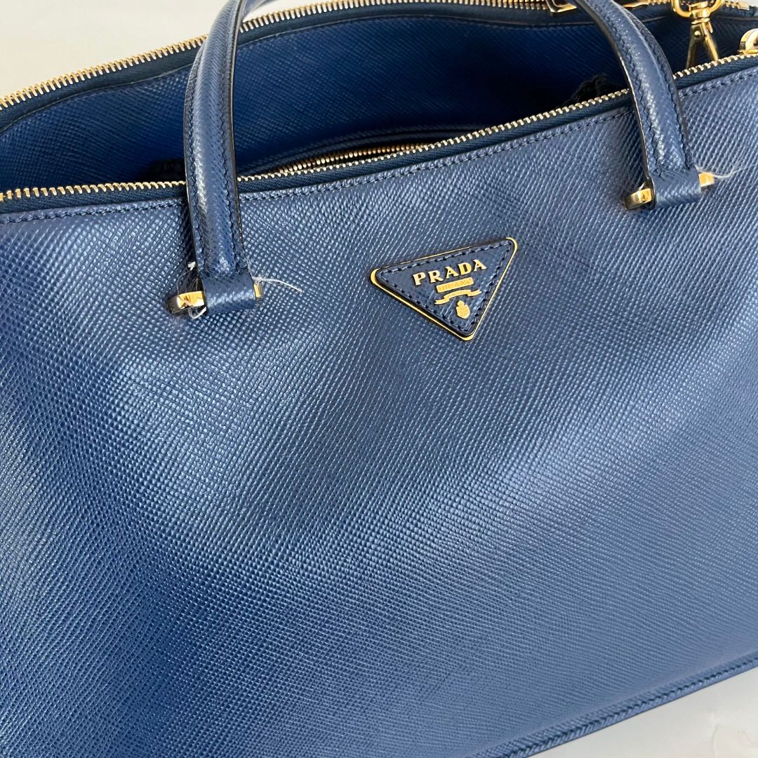 Prada Blue Saffiano Leather Handbag