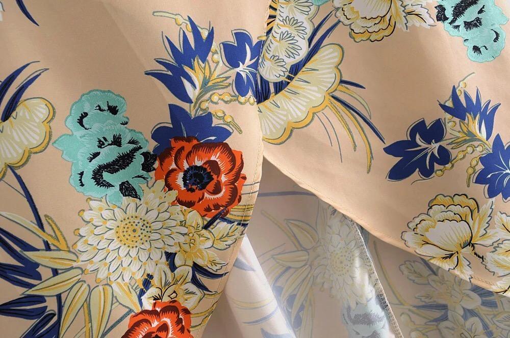 2018 New Arrival V-Neck Flared Sleeve Print Dress Holiday Bohemia Dress