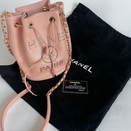 Chanel Pink Chanel Deauville Drawstring Bucket Bag