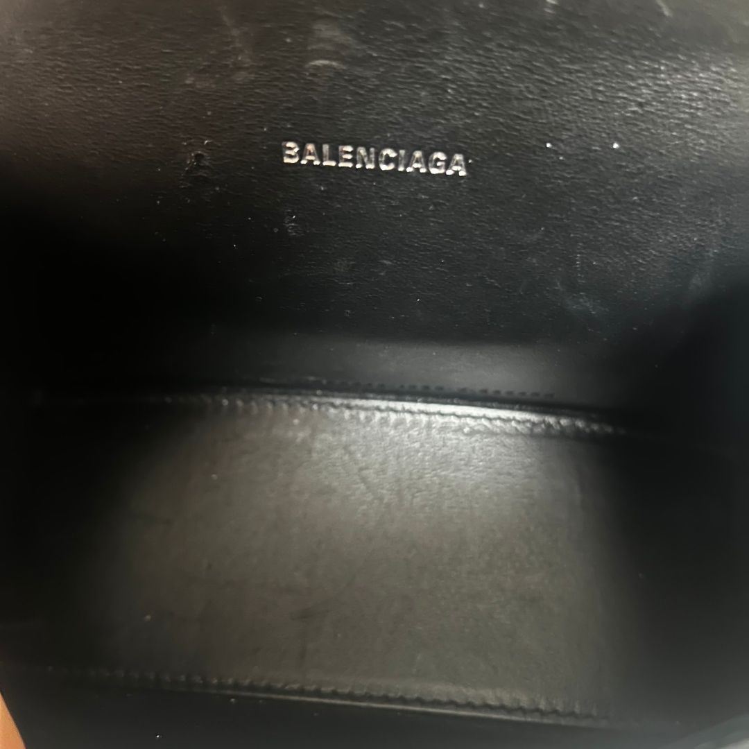 Balenciaga Hourglass Graffiti XS Black with white print shoulder bag