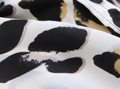 Black & White Leopard Vintage Sexy Women Loose Chiffon Long Sleeve Shirt Blouse