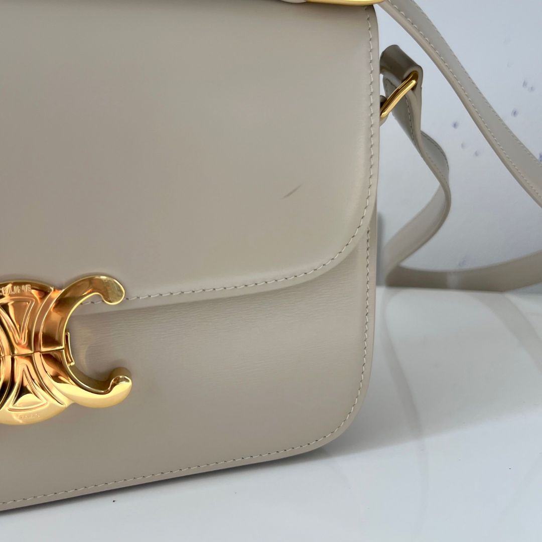 Celine Triomphe Classic Pale beige Flap Bag