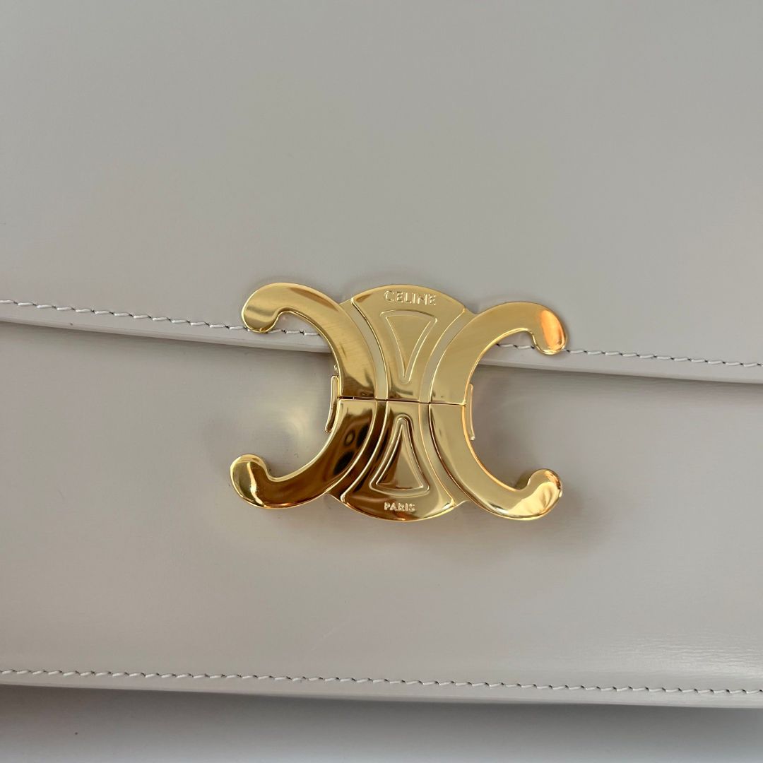 Celine Triomphe Classic Pale beige Flap Bag