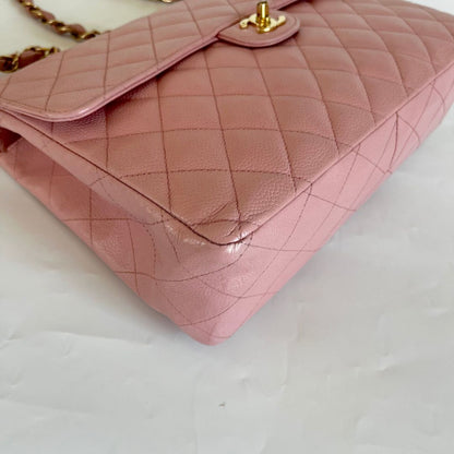 Chanel Pink Jumbo Caviar Single Flap Bag