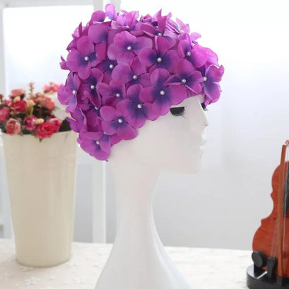 Handmade Romantic Flowers Women Swim Cap