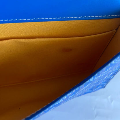 Goyard Blue Goyardine Coated Canvas and Leather Monte Carlo Bois Clutch