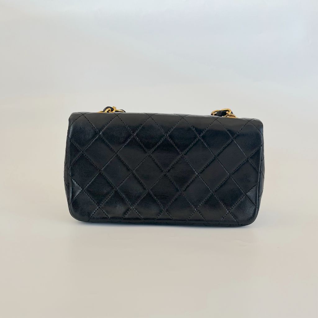Chanel black vintage small flap bag