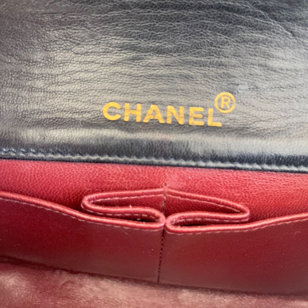 Chanel black vintage small flap bag