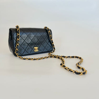 Chanel black vintage small flap bag