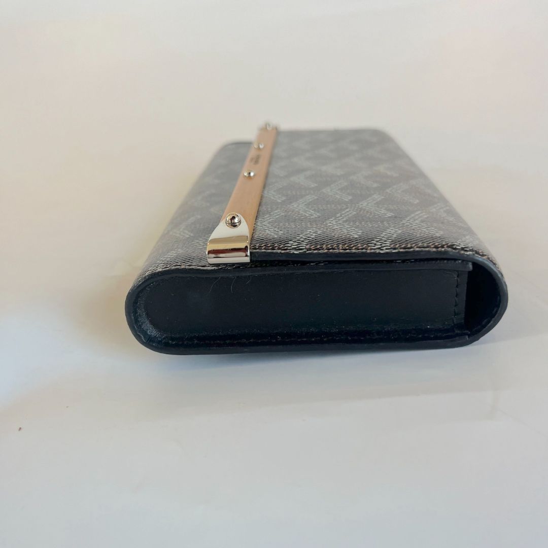 Goyard Black Goyardine Coated Canvas and Leather Monte Carlo Bois Small Clutch