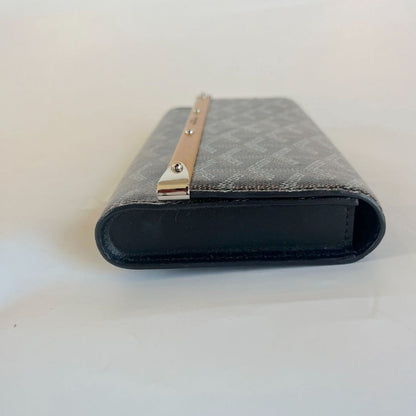 Goyard Black Goyardine Coated Canvas and Leather Monte Carlo Bois Small Clutch
