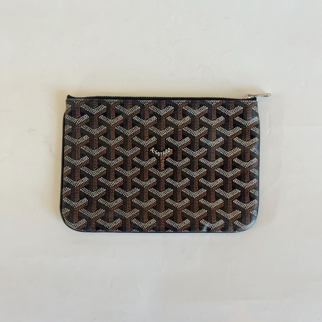 Goyard Black Goyardine Coated Canvas zip pouch