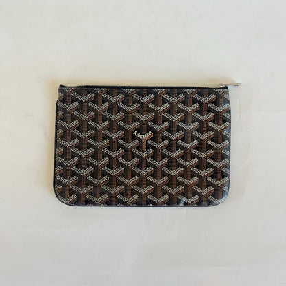 Goyard Black Goyardine Coated Canvas zip pouch