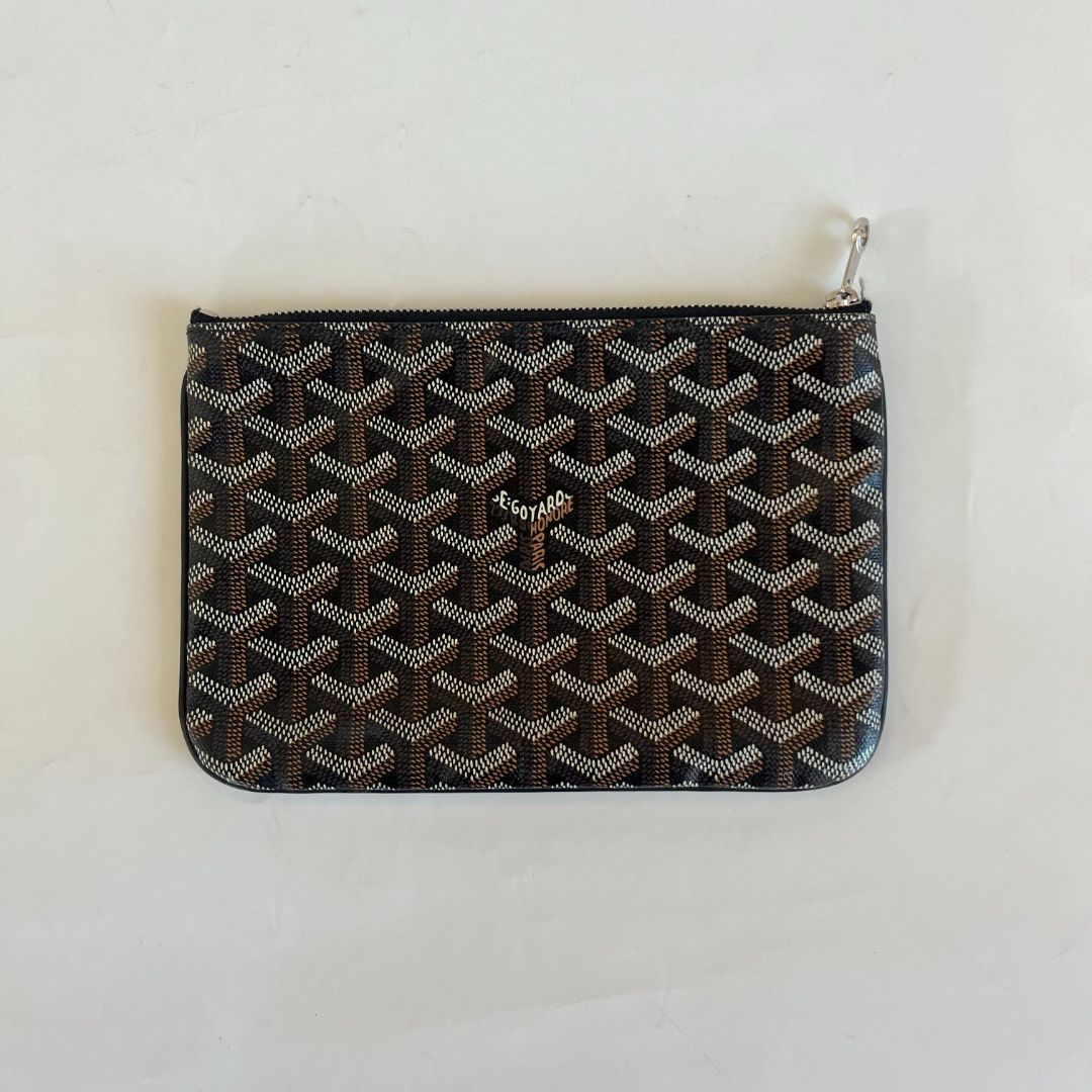 Goyard Black Goyardine Coated Canvas zip pouch
