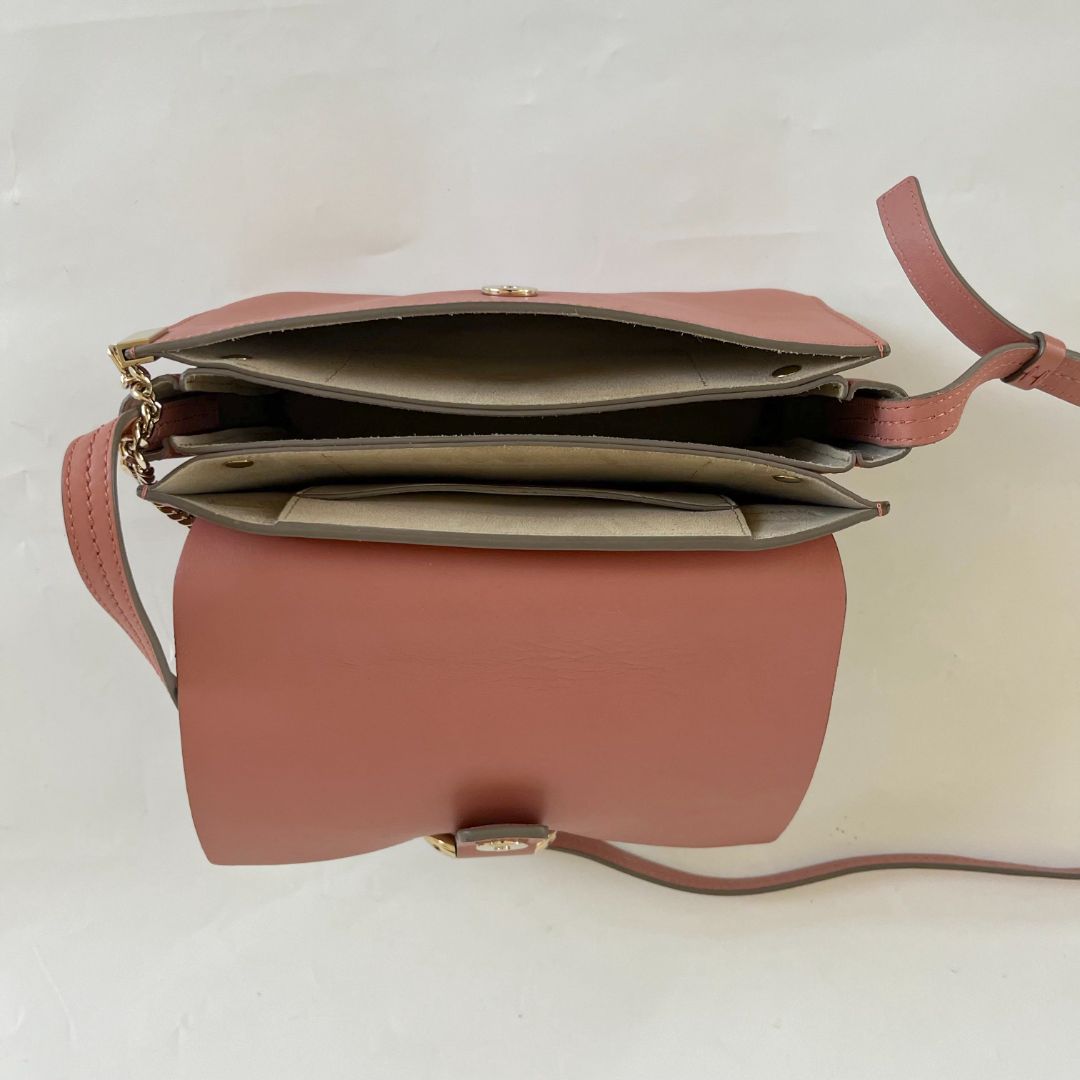 Chloe Pink Leather and Suede Small Faye Shoulder Bag