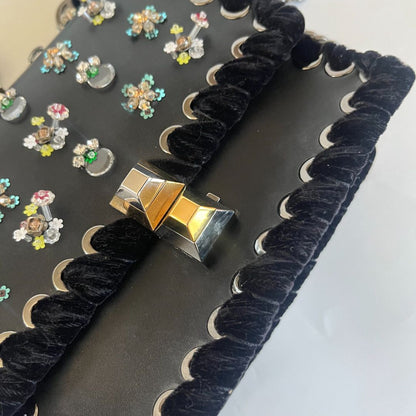 Fendi Kan I Bag Embellished Whipstitch Leather Small