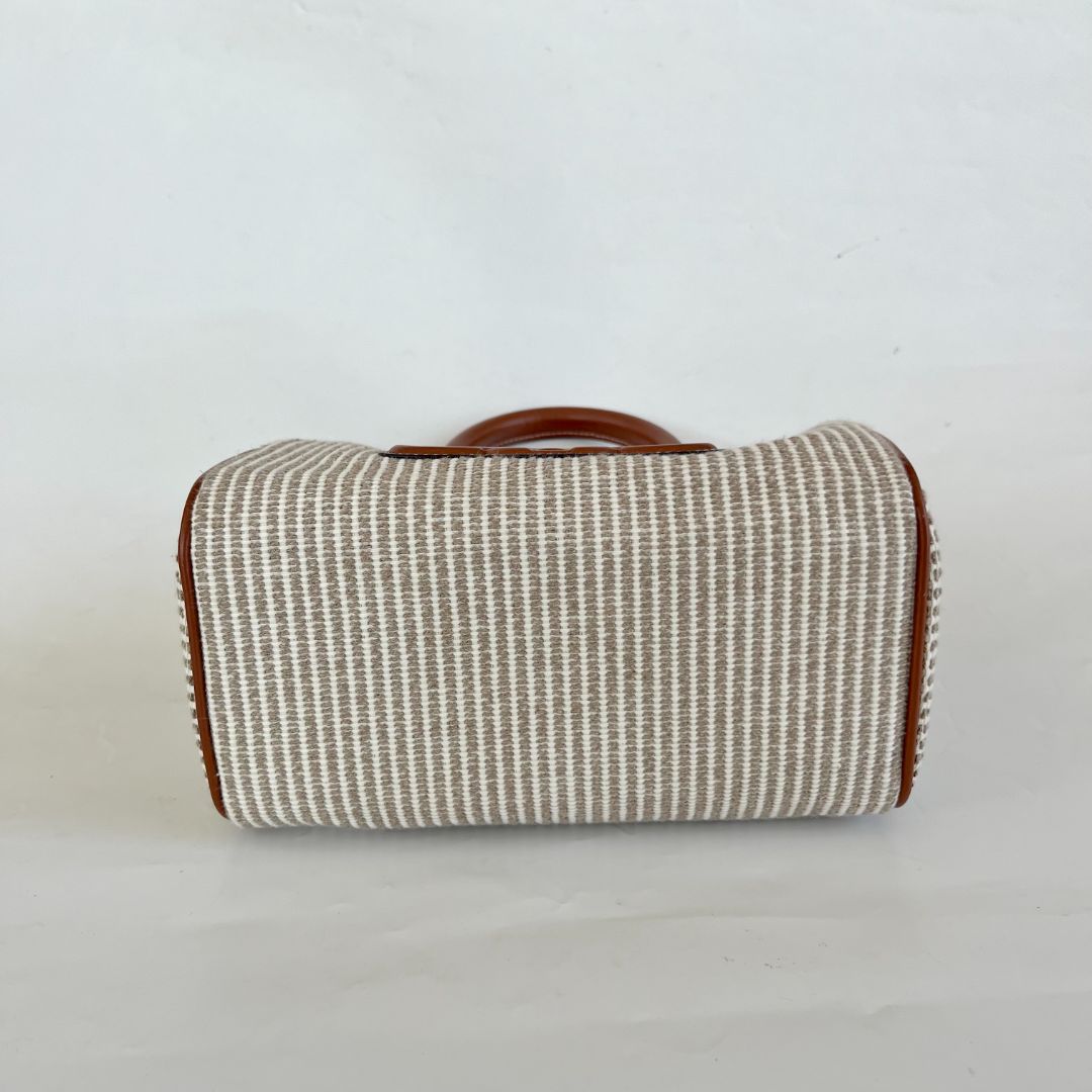 Celine Boston Cuir Triomphe in striped textile and calfskin