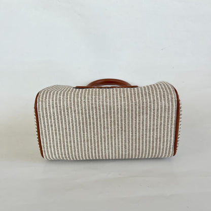 Celine Boston Cuir Triomphe in striped textile and calfskin