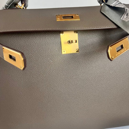 Hermès Kelly II Sellier 28 Etoupe Handbag
