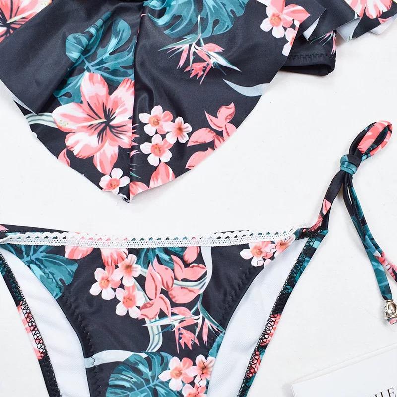 Sexy Floral Print Ladies Bandage Two Piece Bikini