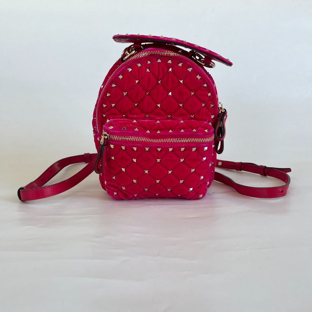 Valentino Pink Velvet Rockstud Backbag