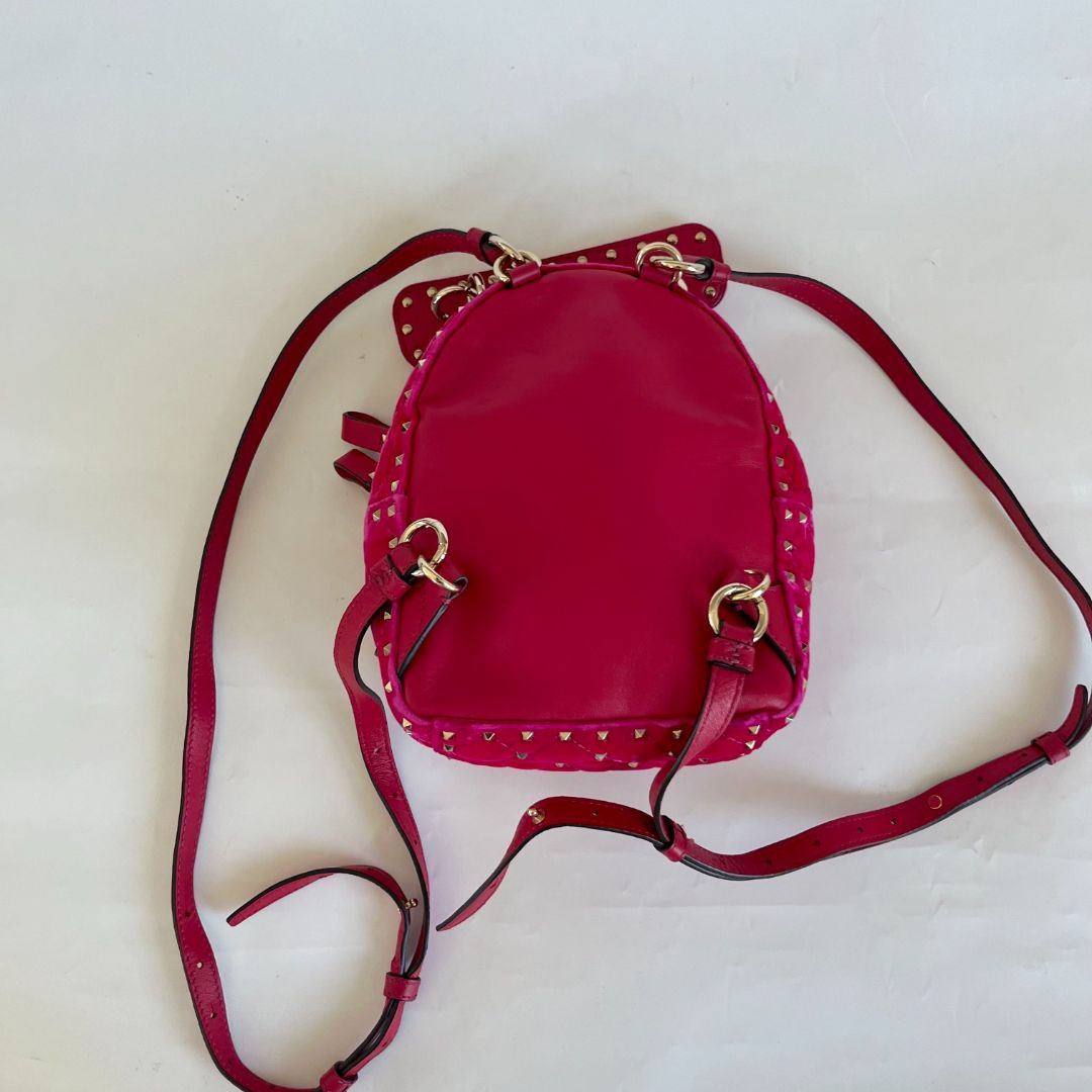 Valentino Pink Velvet Rockstud Backbag