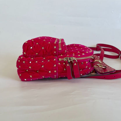 Valentino Pink Velvet Rockstud Backbag