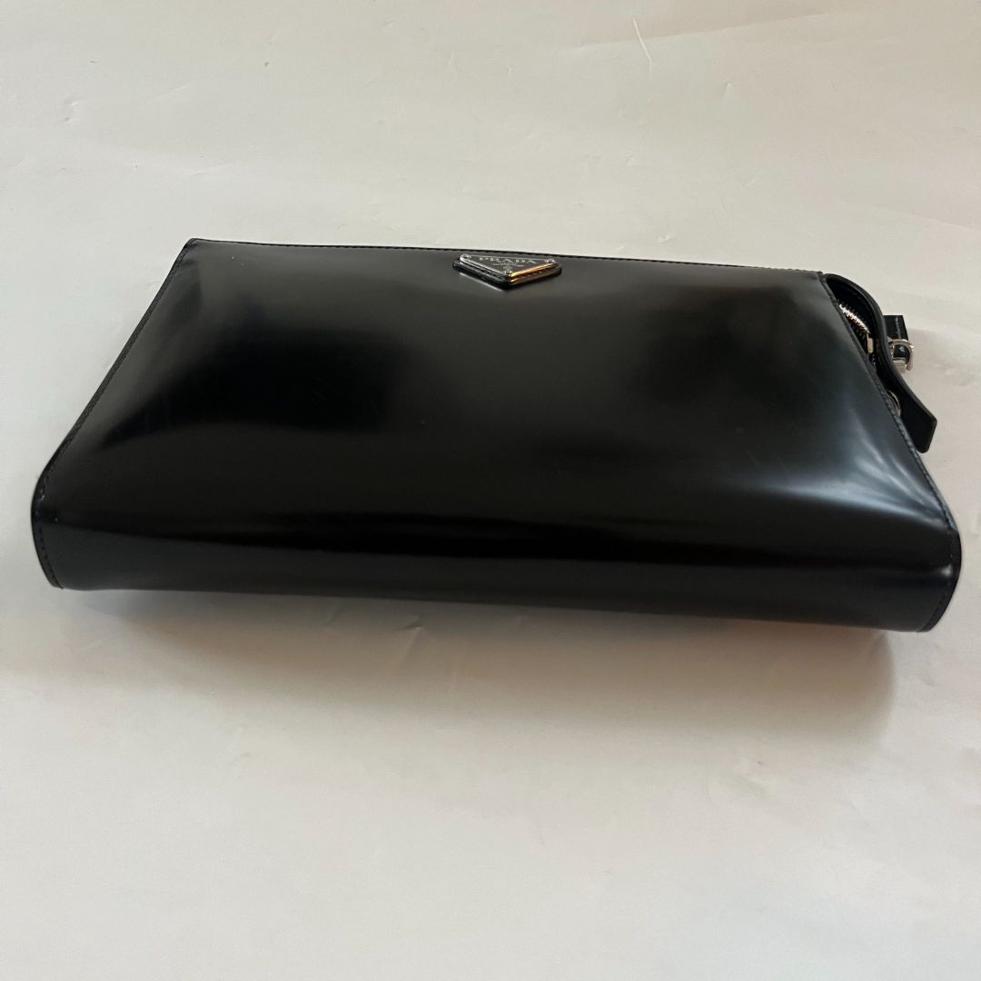 Prada black zip pouch