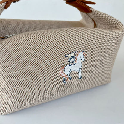 Hermès Bride-a-Brac GM Toile H cotton Natural  pouch hand bag