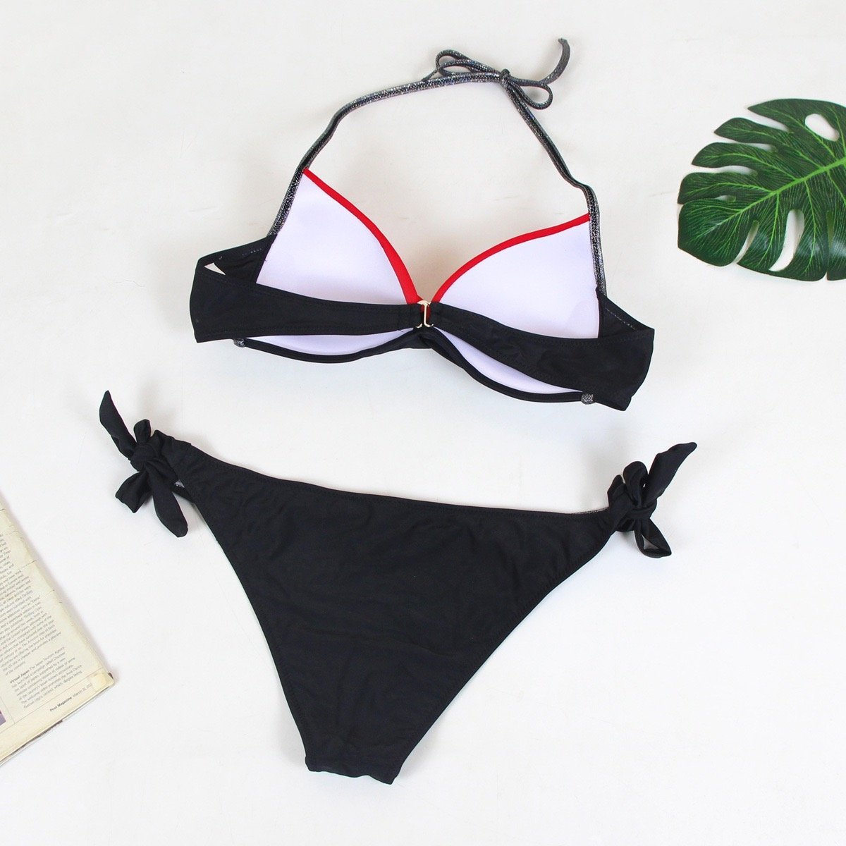 5 Colors Contract Color Bikini Set Sexy Cute Bow Low Waist Bikini Swimwear Beachwear