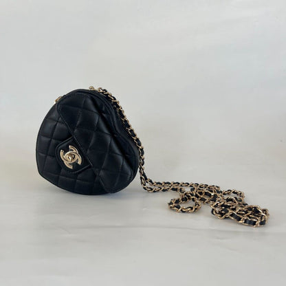 Chanel Mini Black Leather Heart Bag