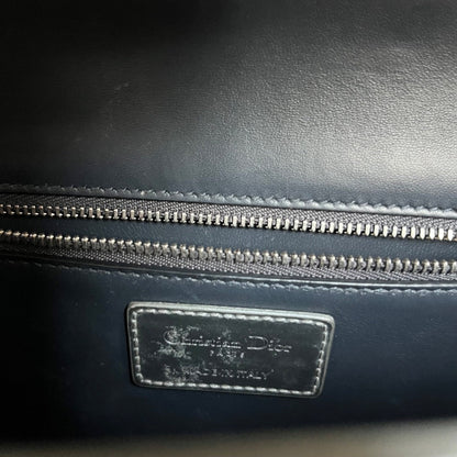 Christian Dior Silver  Micro Cannag Leather Montaigne Flap Chain Cross Body Bags