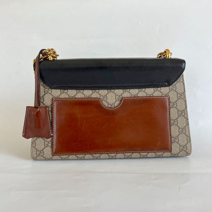 Gucci Black/Brown GG Supreme Coated Canvas Padlock Shoulder Bag