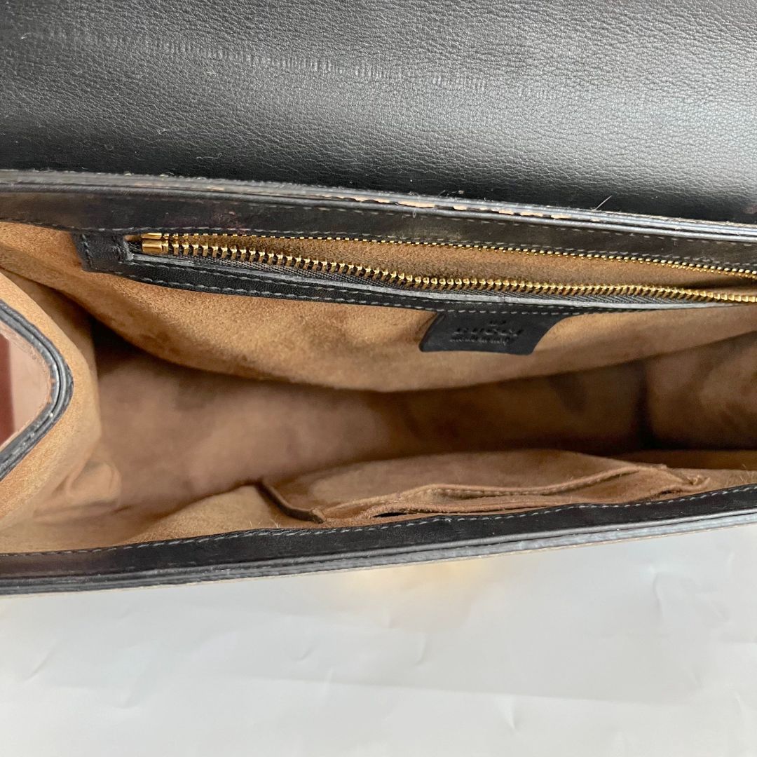 Gucci Black/Brown GG Supreme Coated Canvas Padlock Shoulder Bag