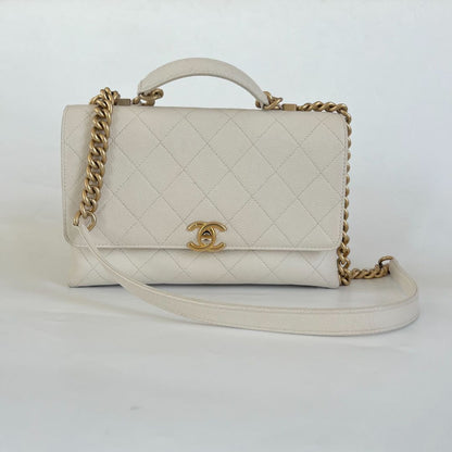 Chanel White Quilted Caviar Leather Medium Chic Affinity Flap Bag