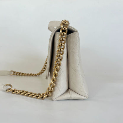 Chanel White Quilted Caviar Leather Medium Chic Affinity Flap Bag