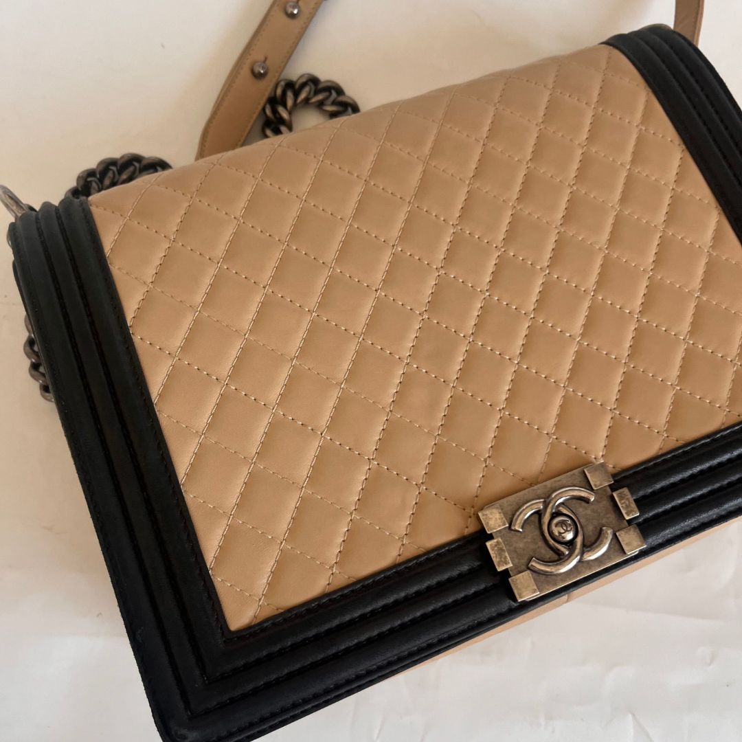 Chanel large two tone le boy bag